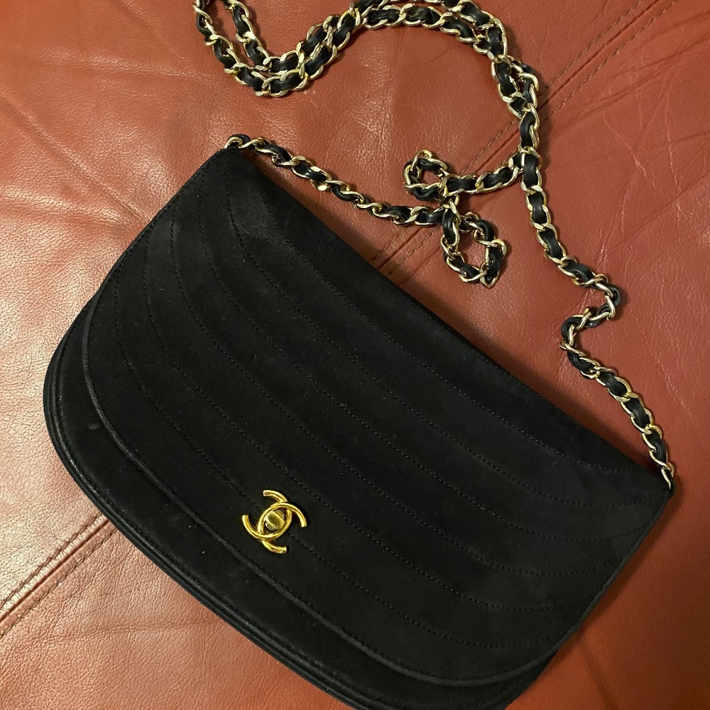 Chanel suede half moon bag